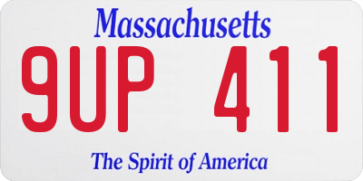 MA license plate 9UP411