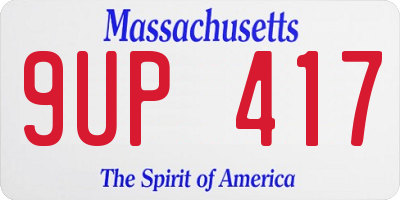 MA license plate 9UP417