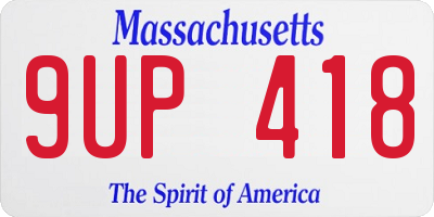 MA license plate 9UP418
