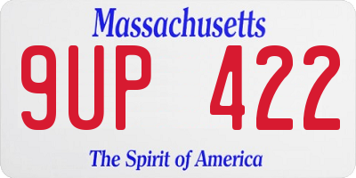MA license plate 9UP422