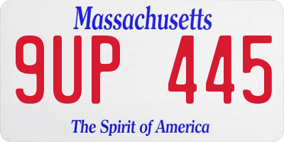 MA license plate 9UP445