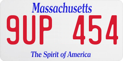 MA license plate 9UP454
