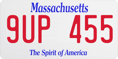 MA license plate 9UP455