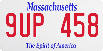 MA license plate 9UP458