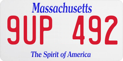 MA license plate 9UP492
