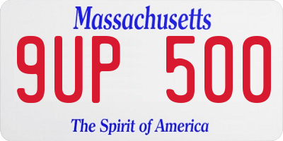 MA license plate 9UP500