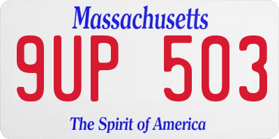 MA license plate 9UP503