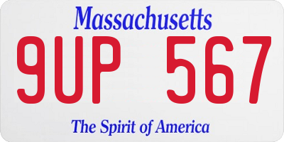MA license plate 9UP567