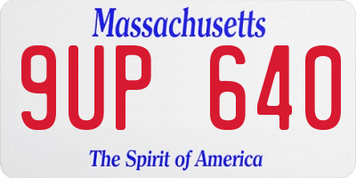 MA license plate 9UP640