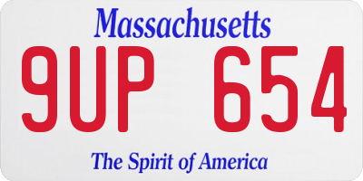 MA license plate 9UP654