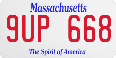 MA license plate 9UP668
