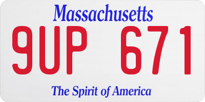 MA license plate 9UP671