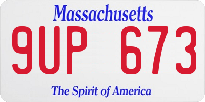 MA license plate 9UP673