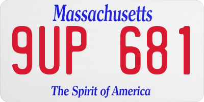 MA license plate 9UP681