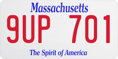 MA license plate 9UP701