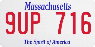 MA license plate 9UP716