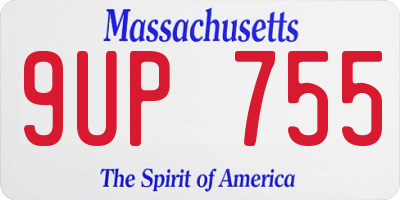 MA license plate 9UP755
