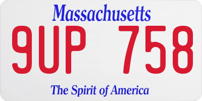 MA license plate 9UP758