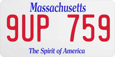 MA license plate 9UP759