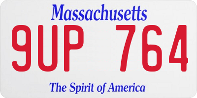 MA license plate 9UP764