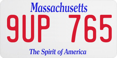 MA license plate 9UP765