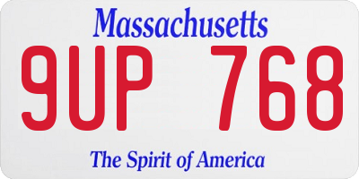 MA license plate 9UP768