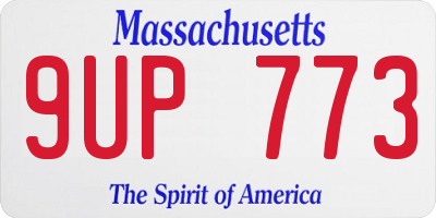MA license plate 9UP773