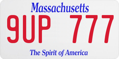 MA license plate 9UP777