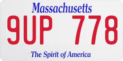 MA license plate 9UP778
