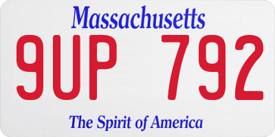 MA license plate 9UP792