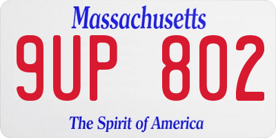 MA license plate 9UP802