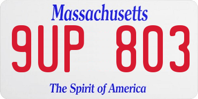 MA license plate 9UP803