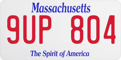 MA license plate 9UP804
