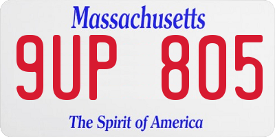 MA license plate 9UP805