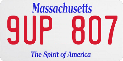MA license plate 9UP807