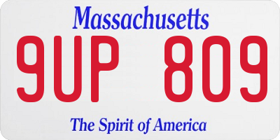 MA license plate 9UP809