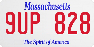 MA license plate 9UP828