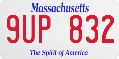 MA license plate 9UP832