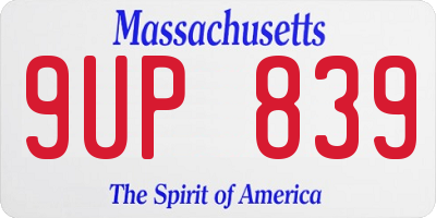 MA license plate 9UP839