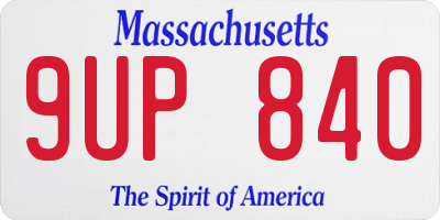 MA license plate 9UP840