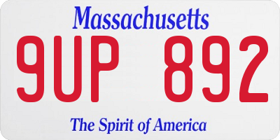 MA license plate 9UP892