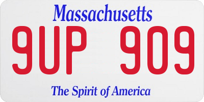 MA license plate 9UP909