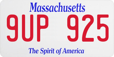 MA license plate 9UP925