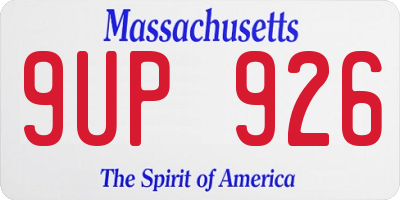 MA license plate 9UP926