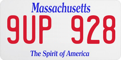 MA license plate 9UP928