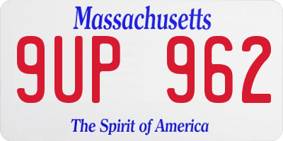 MA license plate 9UP962