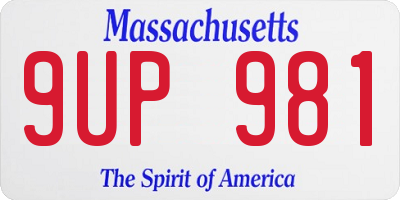 MA license plate 9UP981
