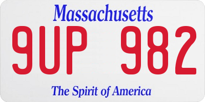 MA license plate 9UP982