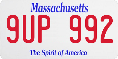 MA license plate 9UP992