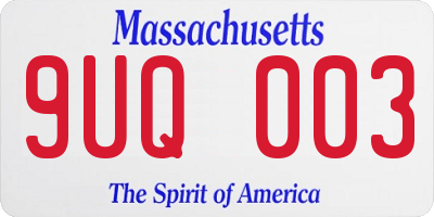 MA license plate 9UQ003